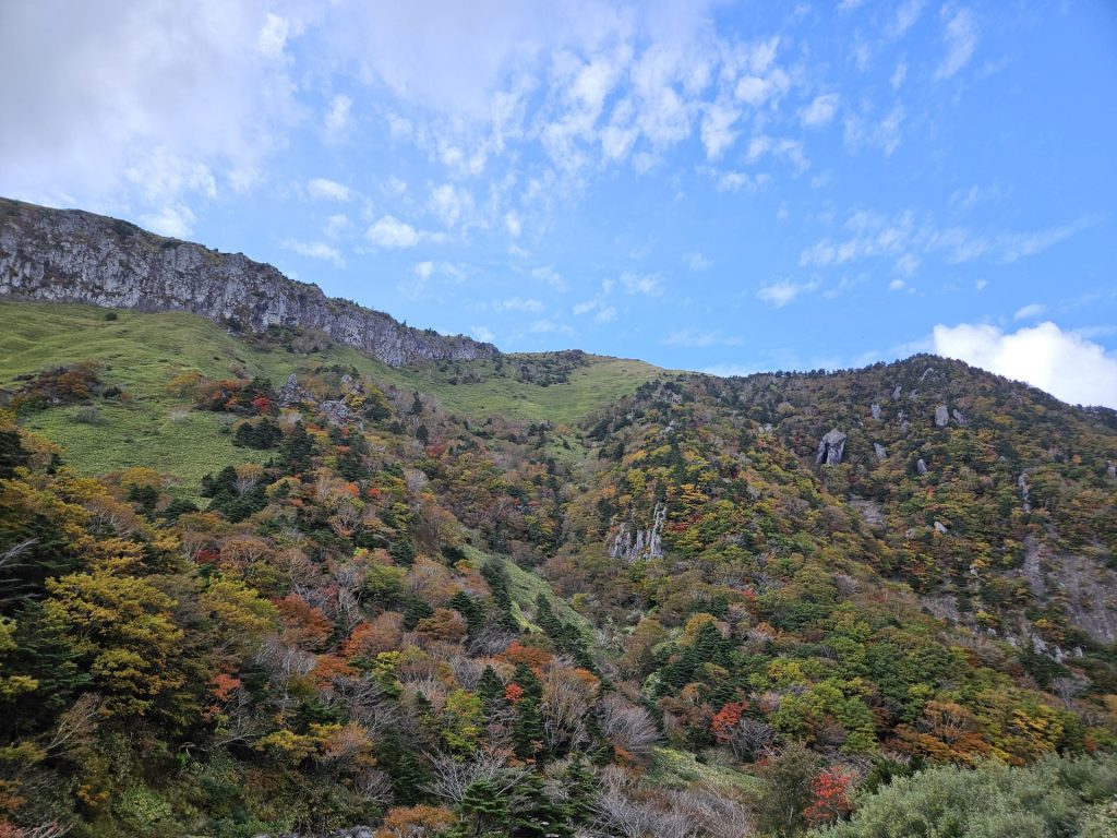 한라산 하산, 관음사 코스의 아름다운 단풍
